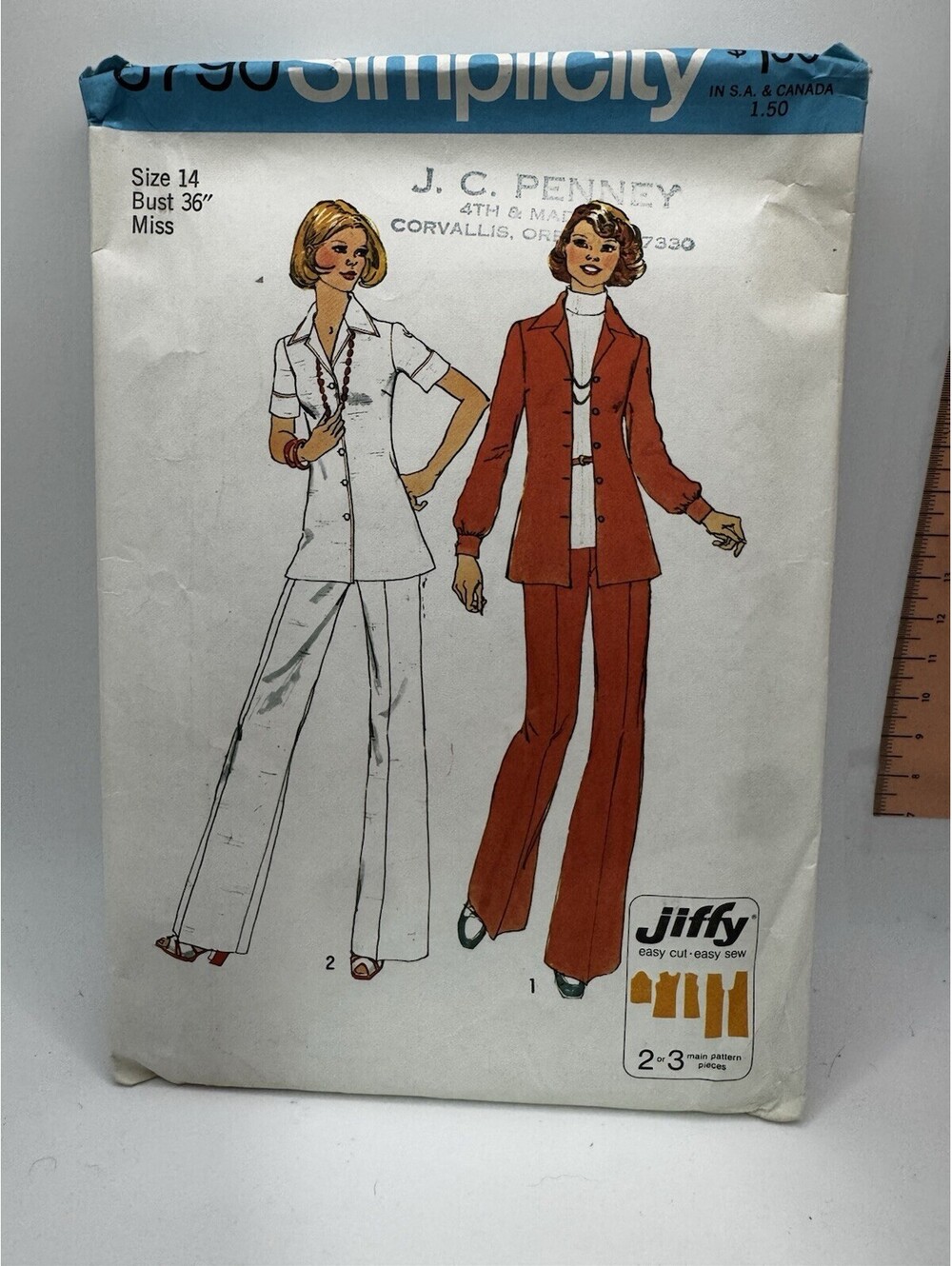 VINTAGE SIMPLICITY #6790 PATTERN FOR MISSES SIZE 14 SHIRT AND PANTS
